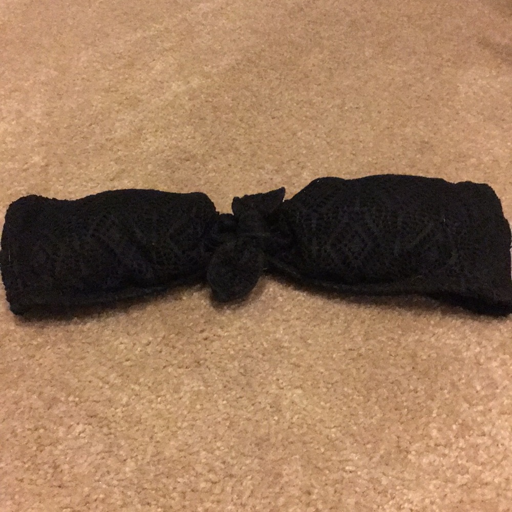 Lace bandeau bikini top with bow